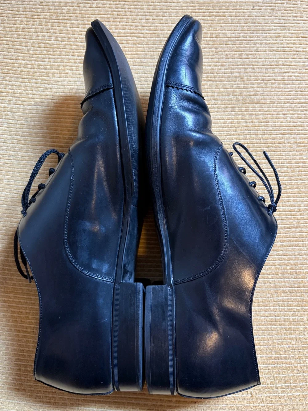 Salvatore Ferragamo black leather cap-toe oxford